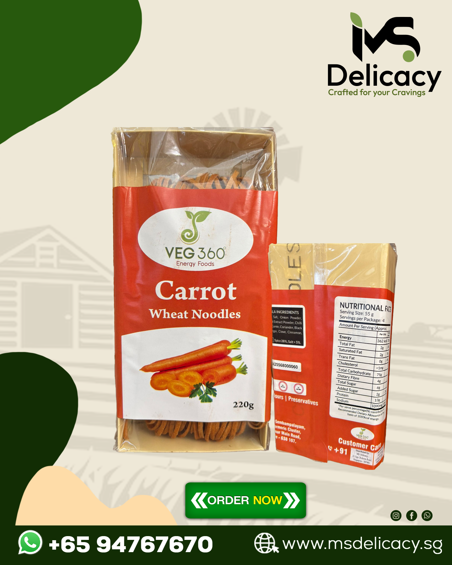 Carrot Wheat Noodles