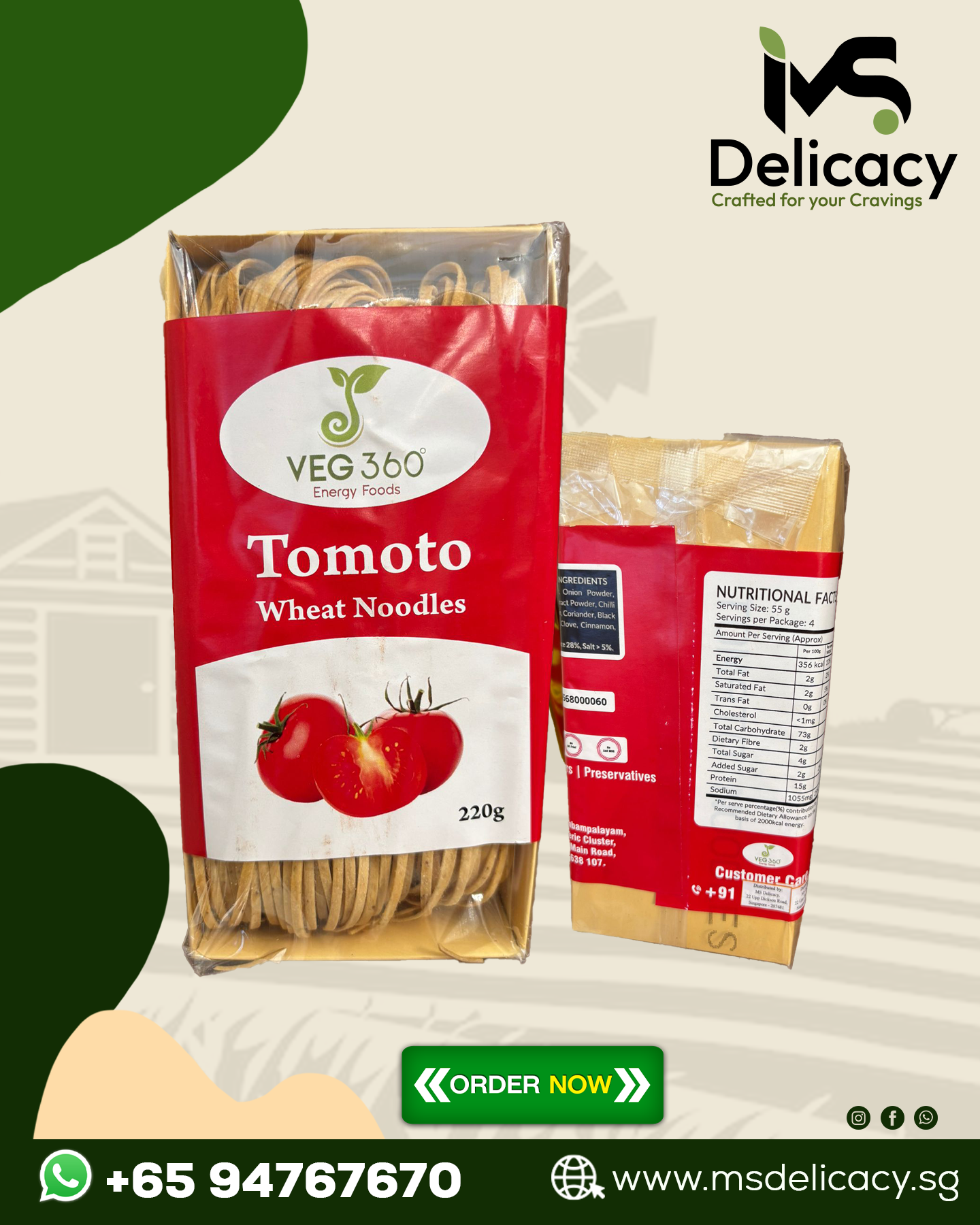 Tomato Wheat Noodles